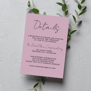 Tarjeta De Recepción Verdadera simplicidad 3 guión Boda de histeria mín