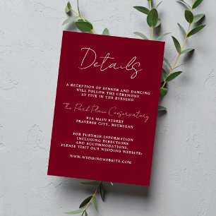 Tarjeta De Recepción Verdadera simplicidad 3 guión Boda mínimo de Borgo