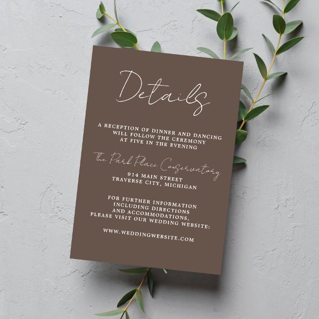 Tarjeta De Recepción Verdadera simplicidad 3 guión Boda mínimo de hongo (Subido por el creador)