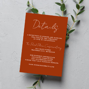 Tarjeta De Recepción Verdadera simplicidad 3 guión Boda mínimo de óxido