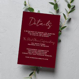Tarjeta De Recepción Verdadera simplicidad 3 guión Boda mínimo de palo
