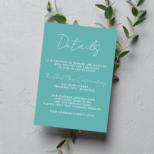 Tarjeta De Recepción Verdadera simplicidad 3 guión Boda mínimo del Cari