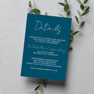 Tarjeta De Recepción Verdadera simplicidad 3 guión Boda Neptuno mínimo