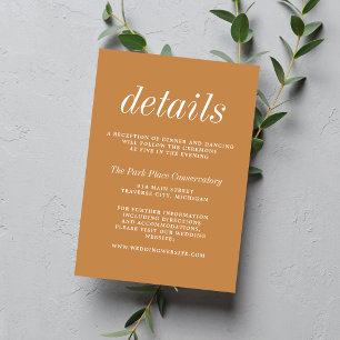 Tarjeta De Recepción Verdadero Boda Minimalista de Apricot Simplicidad 
