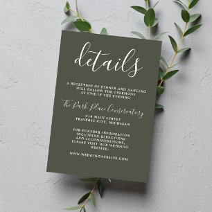 Tarjeta De Recepción Verdadero Boda Minimalista de Moda verde Camo Simp