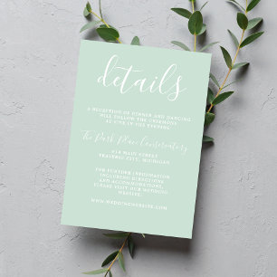 Tarjeta De Recepción Verdadero Boda Minimalista verde de la Fábrica de