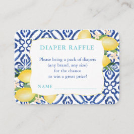 Tarjeta De Recepción Verde azulado, Cobalto Y Lemons Diaper Raffle Baby