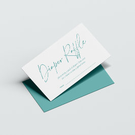 Tarjeta De Recepción Verde azulado moderno Diaper Raffle escrito a mano