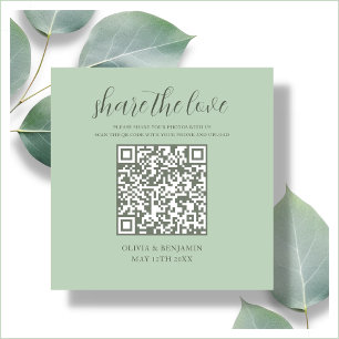Tarjeta De Recepción Verde Menta Compartir el código QR de amor