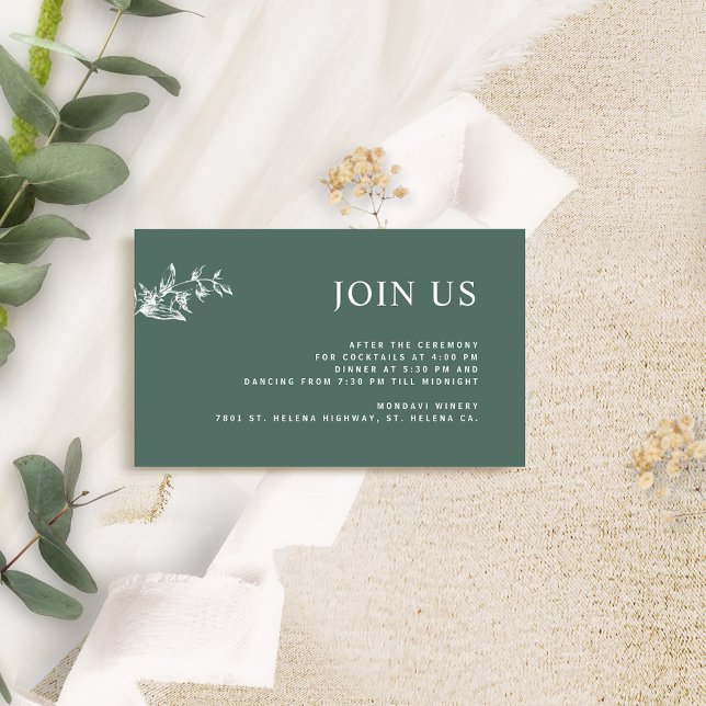 Tarjeta De Recepción Verde, Moda Moderna Únete a nuestro Boda de recepc (Subido por el creador)