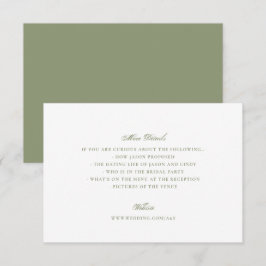 Tarjeta De Recepción Verde Musgo Formal Clásico Elegante Boda