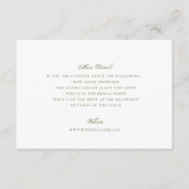 Tarjeta De Recepción Verde Musgo Formal Clásico Elegante Boda