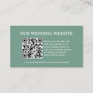 Tarjeta De Recepción Verde Salvia Código QR del sitio web de la boda