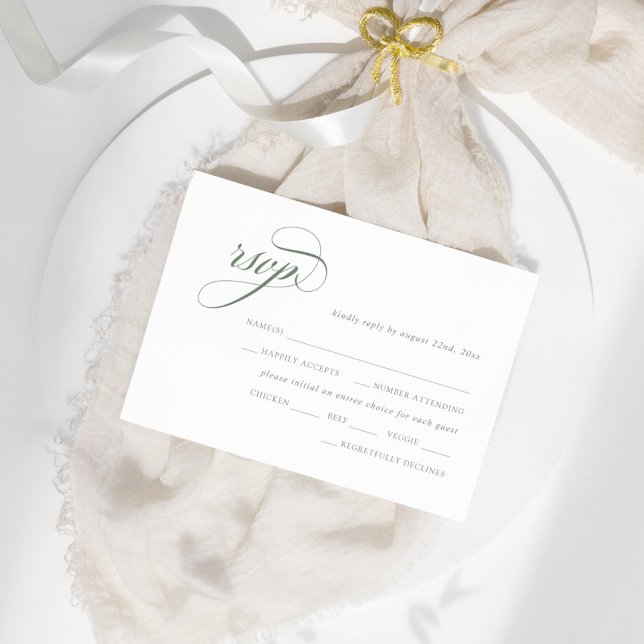 Tarjeta De Recepción Verde Salvia Crest Antiguo RSVP (Subido por el creador)