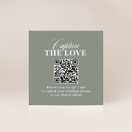 Tarjeta De Recepción Verde salvia | El Boda de código QR captura el amo