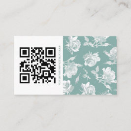 Tarjeta De Recepción Verde Salvia Escritura Caligráfica QR Info Boda