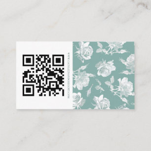 Tarjeta De Recepción Verde Salvia Escritura Caligráfica QR Info Boda
