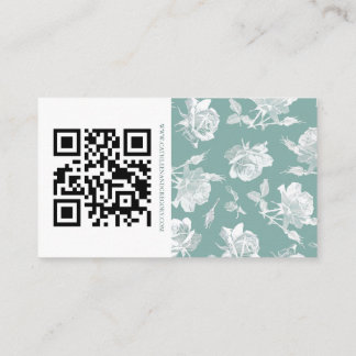 Tarjeta De Recepción Verde Salvia Escritura Caligráfica QR Info Boda