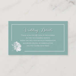 Tarjeta De Recepción Verde Salvia Escritura Caligráfica QR Info Boda