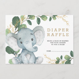 Tarjeta De Recepción Verde suave oro bebé elefante Diaper Raffle