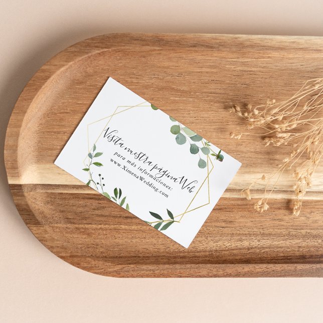Tarjeta De Recepción Verde tropical deja sitio web Boda español (Subido por el creador)