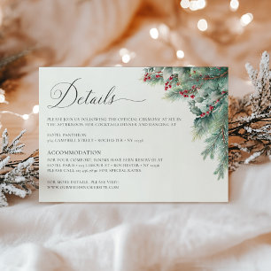 Tarjeta De Recepción Verdor Berries de invierno y detalles de acuarela