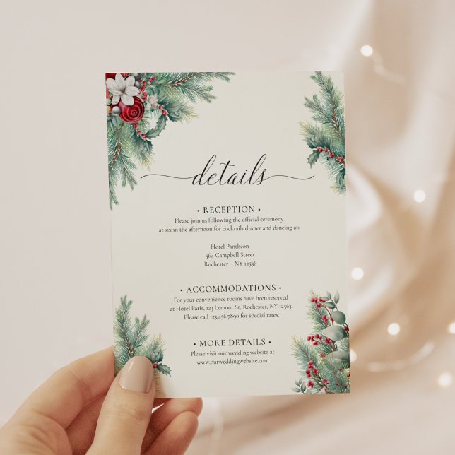 Tarjeta De Recepción Verdor Berries de invierno y detalles de acuarela  (Subido por el creador)