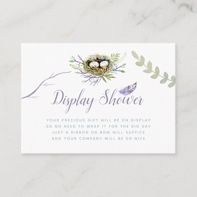 Tarjeta De Recepción Verdor Bird Nest Twin Baby Shower Display Shower (Anverso)