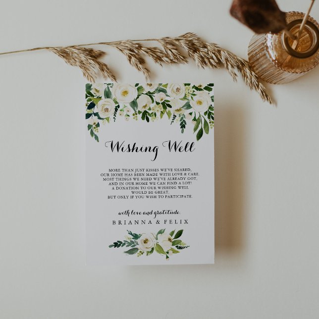Tarjeta De Recepción Verdor Boda floral de otoño blanco deseando lo mej (Subido por el creador)