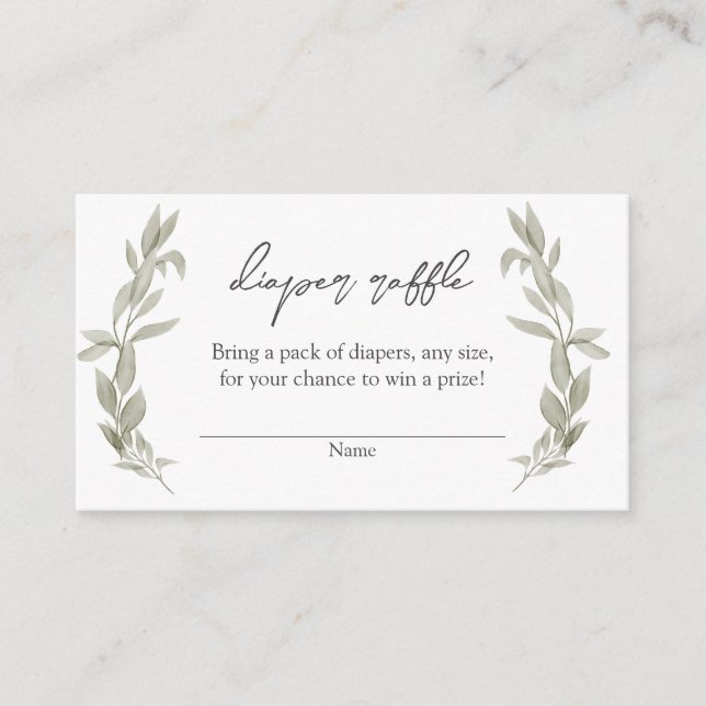 Tarjeta De Recepción Verdor bohemio Baby Shower Diaper Raffle Insert (Anverso)