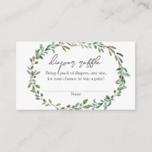 Verdor bohemio Baby Shower Diaper Raffle Insert