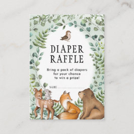 Tarjeta De Recepción Verdor Bosque de Woodland Animales Diaper Raffle