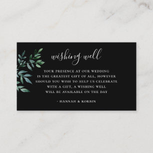 Tarjeta De Recepción Verdor botánico Boda negro deseando lo mejor