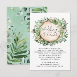 Tarjeta De Recepción Verdor botánico rústico deja detalles Bodas