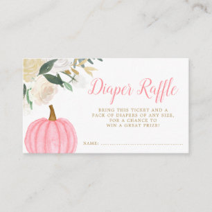 Tarjeta De Recepción Verdor floral Calabaza rosa Caída Diaper Raffle