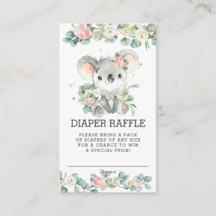Tarjeta De Recepción Verdor floral Koala Baby Shower Diaper Raffle