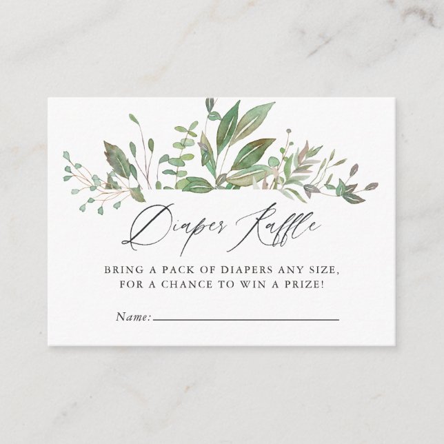 Tarjeta De Recepción Verdor Geométrico Baby Shower Diaper Raffle (Anverso)