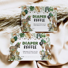 Tarjeta De Recepción Verdor Jungla de oro Safari Globos Diaper Raffle