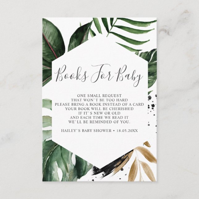 Tarjeta De Recepción Verdor Libros Geométricos Tropicales Para El Bebé (Anverso)