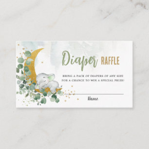 Tarjeta De Recepción Verdor Moon Cute Elephant Diaper Neutral Raffle