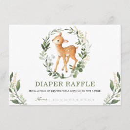 Tarjeta De Recepción Verdor neutro Oro Woodland Deer Diaper Raffle