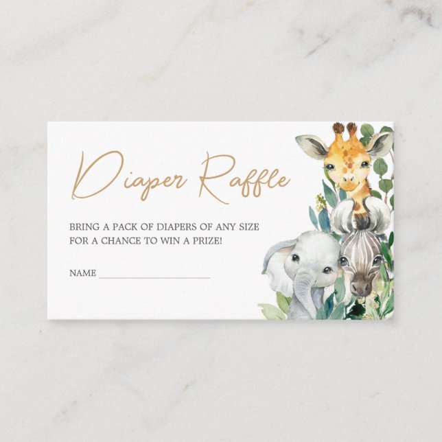 Tarjeta De Recepción Verdor salvaje Un Safari Baby Shower Diaper Raffle (Anverso)