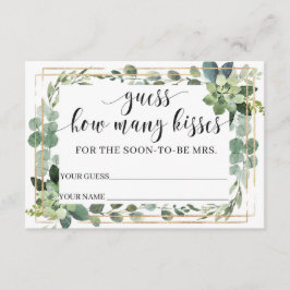 Tarjeta De Recepción Verdor Suculento Cuántos besos hay en el frasco