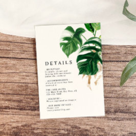 Tarjeta De Recepción Verdor tropical detalles Bodas modernos