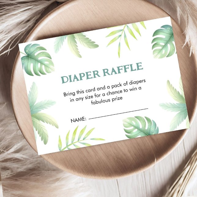Tarjeta De Recepción Verdor tropical Green Diaper Green Raffle Baby Sho (Subido por el creador)