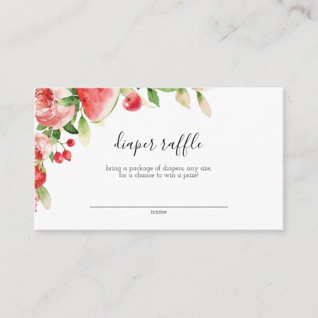Tarjeta De Recepción Verdor Verano Fruit Baby Shower Diaper Raffle (Anverso)