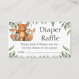 Tarjeta De Recepción Verdor Woodland Animales Diaper Raffle