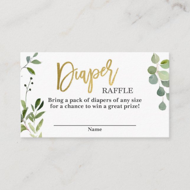 Tarjeta De Recepción Verdor y oro Diaper Raffle (Anverso)