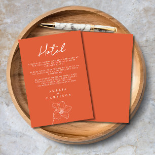 Tarjeta De Recepción Verona Sunset Naranja Elegant Floral Boda Hotel