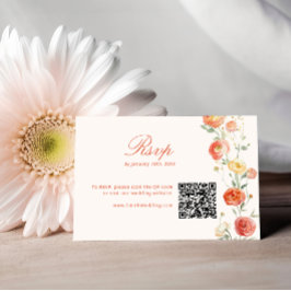 Tarjeta De Recepción Verona Sunset Naranja QR Boda de código RSVP